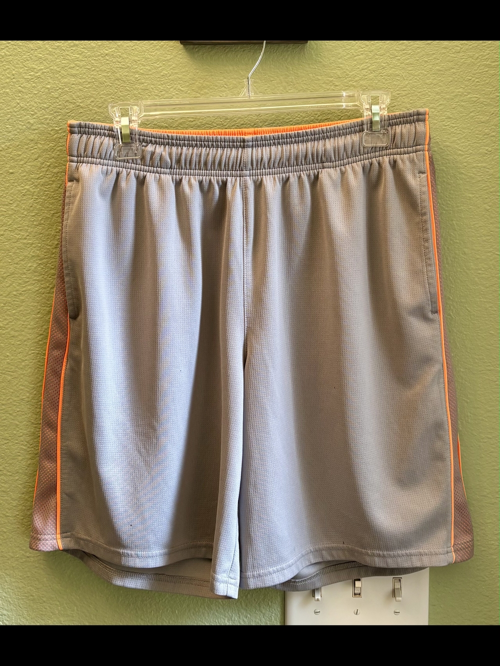 Xersion Gray Athletic Shorts with Orange Trim